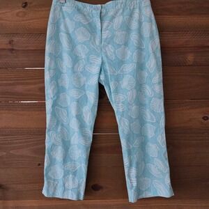 Lilly Pulitzer Crop Pants Blue Seashell Coastal Women 10P